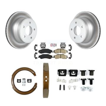 Rear Disc Coated Rotors Ceramic Pads Parking Shoes Hardware Kit For Chevrolet GMC Blazer KGA-107389