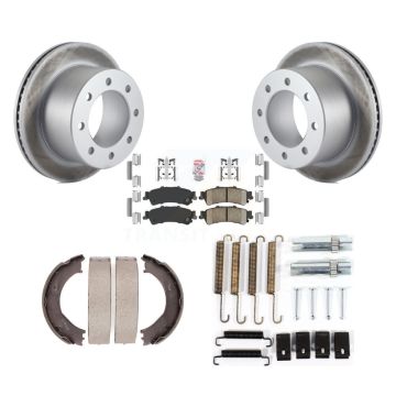 Rear Disc Coated Rotors Ceramic Pads Parking Shoes Hardware Kit For 2001 GMC Sierra 3500 KGA-107397