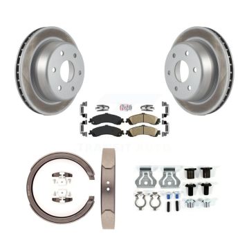 Rear Disc Coated Rotors Ceramic Pads Parking Shoes Hardware Kit For GMC Yukon XL 1500 4WD KGA-107403