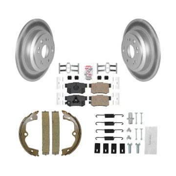 Rear Disc Coated Rotors Ceramic Pads Parking Brake Shoes & Hardware Kit For Honda Accord KGA-107419