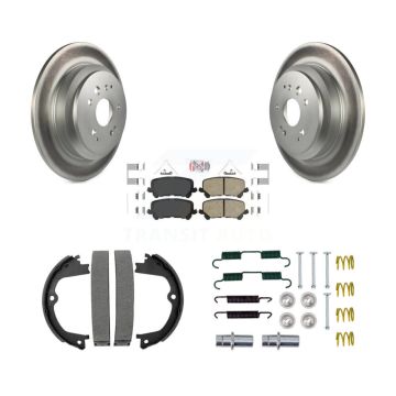 Rear Disc Coated Rotors Ceramic Pads Parking Shoes & Hardware Kit For 2014-2016 Acura MDX KGA-107424