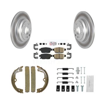 Rear Disc Coated Rotors Ceramic Pads Parking Shoes & Hardware Kit For 2009-2014 Acura TL KGA-107426