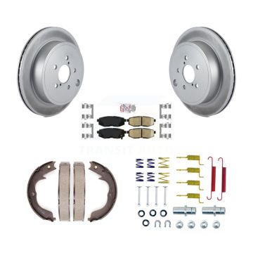 Rear Disc Coated Rotors Ceramic Pads Parking Shoes Hardware Kit For Subaru Outback Legacy KGA-107435
