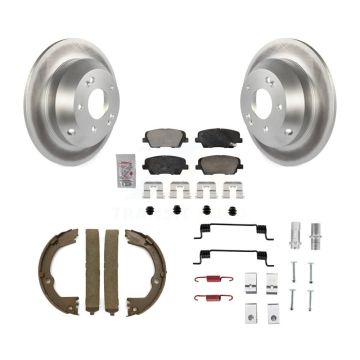 Rear Disc Coated Rotors Ceramic Pads Parking Shoes Hardware Kit For Hyundai Santa Fe Kia KGA-107447