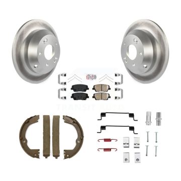 Rear Disc Coated Rotors Ceramic Pads Parking Shoes Hardware Kit For Hyundai Santa Fe Kia KGA-107449
