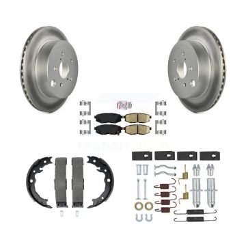 Rear Disc Coated Rotors Ceramic Pads Parking Shoes Hardware Kit For Subaru Forester 2.0L KGA-107456