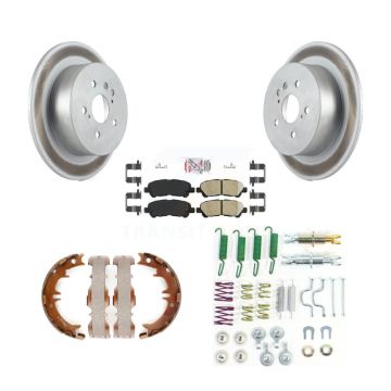 Rear Disc Coated Rotors Ceramic Pads Parking Shoes And Hardware Kit For Toyota Highlander KGA-107475