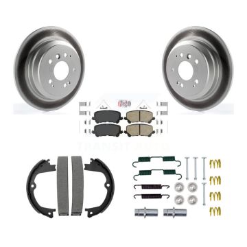 Rear Disc Coated Rotors Ceramic Pads Parking Shoes Hardware Kit For Honda Pilot Ridgeline KGA-107479