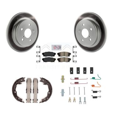 Rear Disc Coated Rotors Ceramic Pads Parking Brake Shoes & Hardware Kit For Toyota Camry KGA-107484