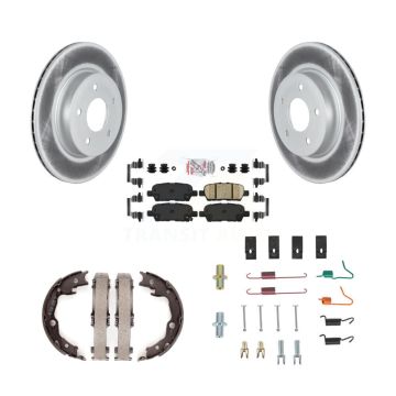 Rear Disc Coated Rotors Ceramic Pads Parking Brake Shoes And Hardware Kit For Nissan LEAF KGA-107489