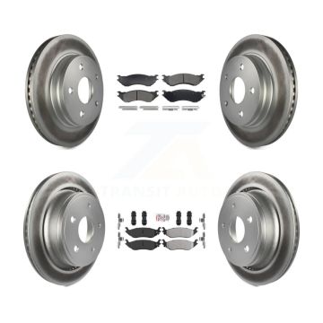 Front Rear Semi-Metallic Pads And Coated Disc Brake Rotors Kit For Dodge Ram 1500 Durango KGA-107533