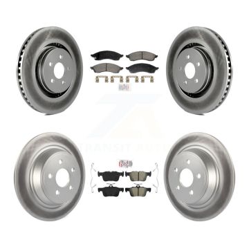 Front Ceramic Rear Semi-Metallic Pad And Coated Disc Brake Rotor Kit For Lincoln Nautilus KGA-107538