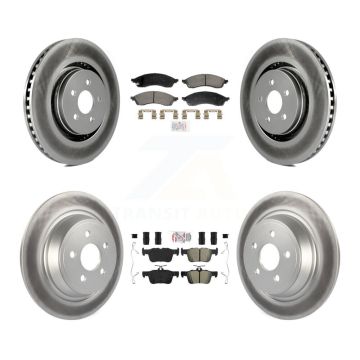 Front Ceramic Rear Semi-Metallic Pad And Coated Disc Brake Rotor Kit For Lincoln Nautilus KGA-107539