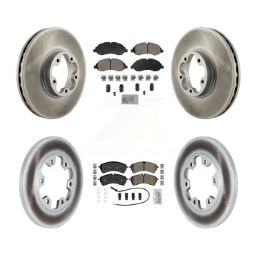 Front Rear Semi-Metallic Pad Coated Disc Brake Rotor Kit For 2023 Ford Transit-350 HD RWD KGA-107563
