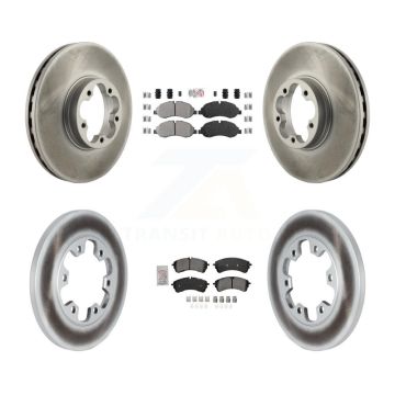 Front Rear Semi-Metallic Pad Coated Disc Brake Rotor Kit For 2023 Ford Transit-350 HD RWD KGA-107564