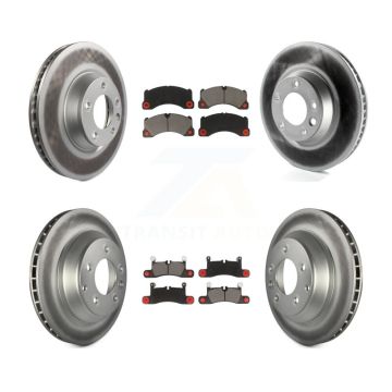 Front Rear Coated Disc Brake Rotors And Ceramic Pads Kit (6Pc) For Porsche Cayenne KGC-100004