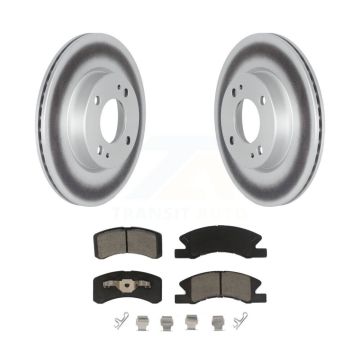 Front Coated Disc Brake Rotors And Ceramic Pads Kit For 2017-2024 Mitsubishi Mirage G4 KGC-100070