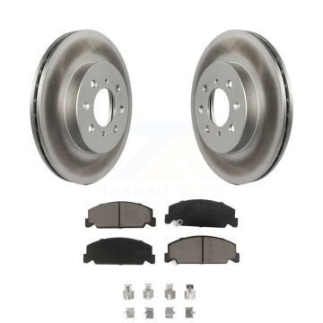 Front Coated Disc Brake Rotors & Ceramic Pad Kit For 1997 Honda Civic LX with 4-Wheel ABS KGC-100252
