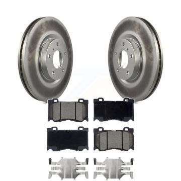 Front Coat Brake Rotors Ceramic Pad Kit For 2009-2013 INFINITI G37 AWD With Brembo Brakes KGC-100271