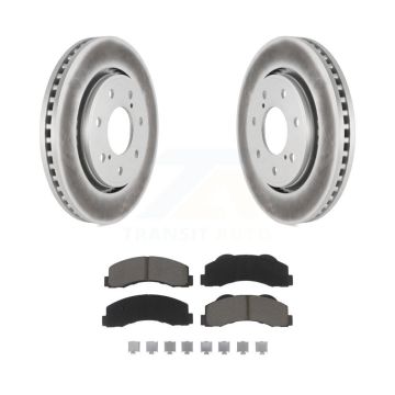 Front Coated Disc Brake Rotors Ceramic Pad Kit For 2010-2014 Ford F-150 With 7 Lug Wheels KGC-100334