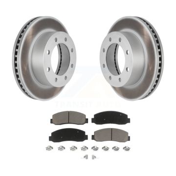 Front Coated Disc Brake Rotors And Ceramic Pads Kit For Ford F-250 Super Duty F-350 KGC-100394