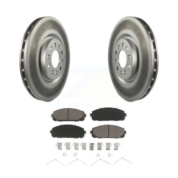 Front Coated Brake Rotor Ceramic Pad Kit For 14-23 Jeep Cherokee With Dual Piston Caliper KGC-100567