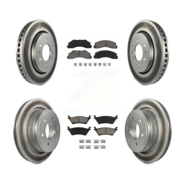 Front Rear Coated Disc Brake Rotors And Ceramic Pads Kit For Ford F-150 KGC-100601