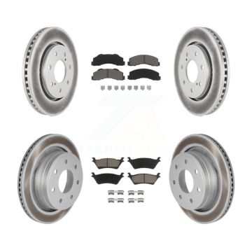 Front Rear Coated Brake Rotors Ceramic Pad Kit For 2012-2014 Ford F-150 With 7 Lug Wheels KGC-100602