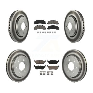 Front Rear Coated Brake Rotors Ceramic Pad Kit For Ford F-150 With Electric Parking KGC-100605