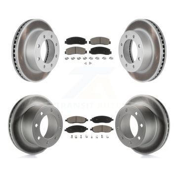 Front Rear Coated Disc Brake Rotors And Ceramic Pads Kit For Ford F-350 Super Duty F-250 KGC-100611