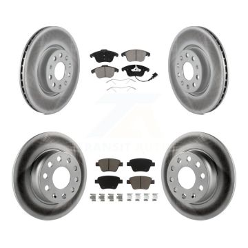 Front Rear Coated Disc Brake Rotors And Ceramic Pads Kit For 2012-2014 Volkswagen Passat KGC-100615