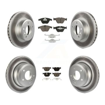 Front Rear Coated Brake Rotors Ceramic Pad Kit For BMW 530xi 528i xDrive 535i 535xi 528xi KGC-100624