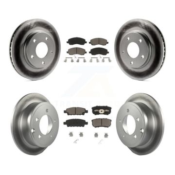 Front Rear Coated Disc Brake Rotors & Ceramic Pad Kit For Mitsubishi Lancer Dodge Caliber KGC-100628
