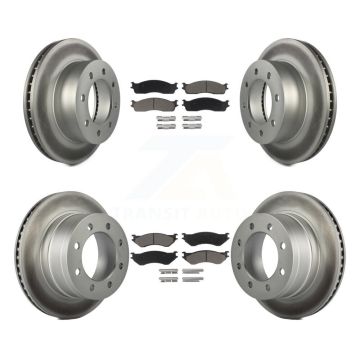 Front Rear Coated Disc Brake Rotors And Ceramic Pads Kit For Dodge Ram 1500 3500 2500 KGC-100635