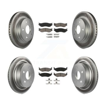 Front Rear Coated Disc Brake Rotors And Ceramic Pads Kit For Dodge Ram 1500 Durango KGC-100636
