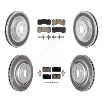 Front Rear Coated Disc Brake Rotors And Ceramic Pads Kit For Dodge Challenger Charger KGC-100645