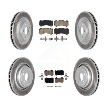 Front Rear Coated Disc Brake Rotors And Ceramic Pads Kit For Dodge Challenger Charger KGC-100647