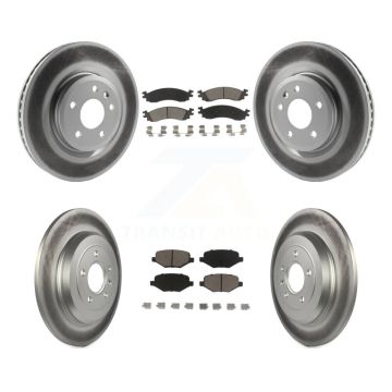 Front Rear Coated Disc Brake Rotors And Ceramic Pads Kit For 2010-2012 Ford Taurus SHO KGC-100698
