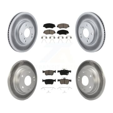 Front Rear Coated Disc Brake Rotors And Ceramic Pads Kit For Honda Civic KGC-100725