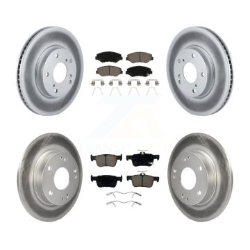 Front Rear Coated Disc Brake Rotors And Ceramic Pads Kit For Honda Civic KGC-100727