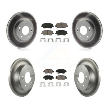 Front Rear Coated Brake Rotor & Ceramic Pad Kit For Hyundai Elantra GT Kia Forte Veloster KGC-100772