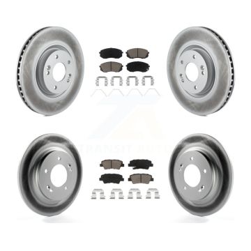 Front Rear Coated Disc Brake Rotor And Ceramic Pad Kit For 2016 Hyundai Sonata GAS engine KGC-100773