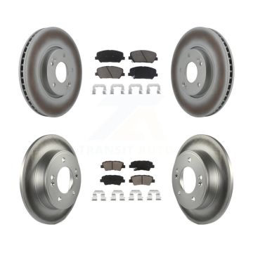 Front Rear Coated Brake Rotor Ceramic Pad Kit For 2013-2015 Hyundai Veloster Turbocharged KGC-100775