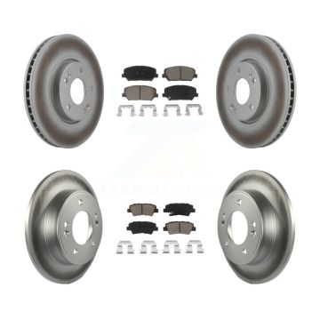 Front Rear Coated Disc Brake Rotors And Ceramic Pads Kit For Kia Forte Forte5 Koup KGC-100776