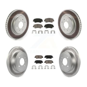 Front Rear Coated Disc Brake Rotors And Ceramic Pads Kit For Kia Rio KGC-100777