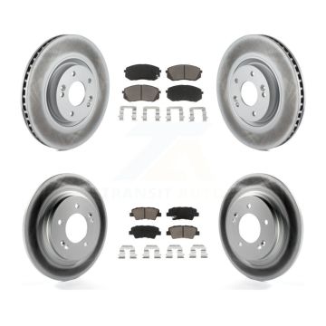 Front Rear Coated Disc Brake Rotors And Ceramic Pads Kit For Hyundai Sonata Kia Cadenza KGC-100779