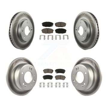 Front Rear Coated Disc Brake Rotors And Ceramic Pads Kit For Hyundai Elantra KGC-100782