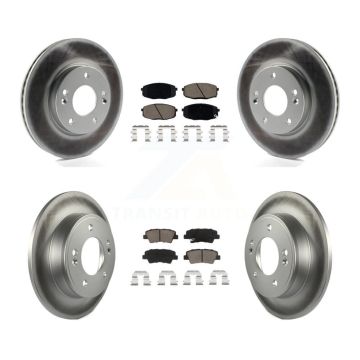 Front Rear Coated Disc Brake Rotors And Ceramic Pads Kit For 2014-2016 Kia Soul KGC-100783