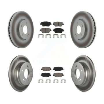 Front Rear Coated Disc Brake Rotors And Ceramic Pads Kit For Hyundai Sonata Kia Optima KGC-100786