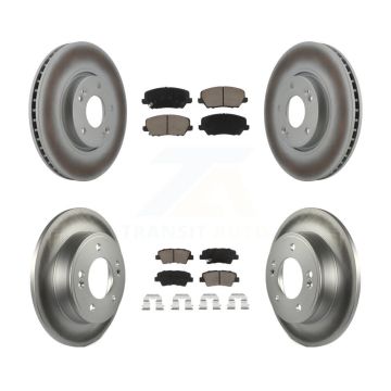 Front Rear Coated Disc Brake Rotors And Ceramic Pads Kit For Kia Forte Forte5 KGC-100788